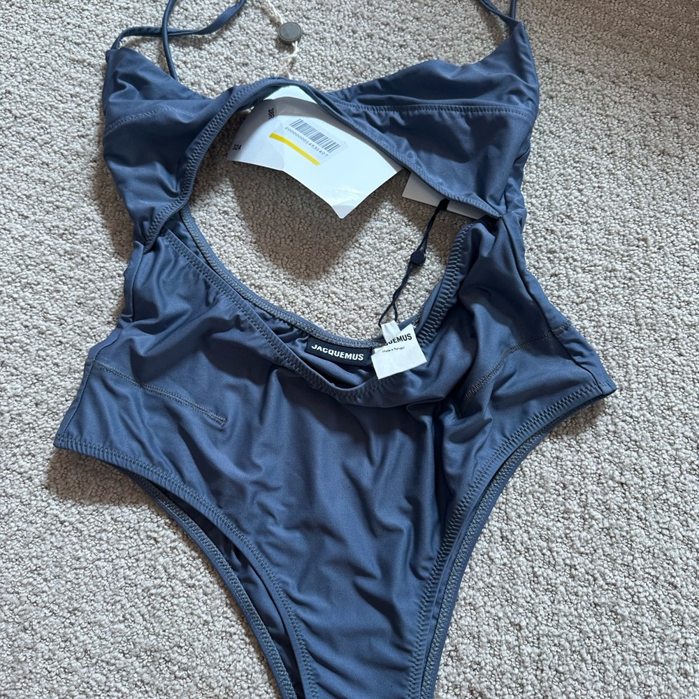 Jacquemus Slate Blue Cutout One-Piece Swimsuit